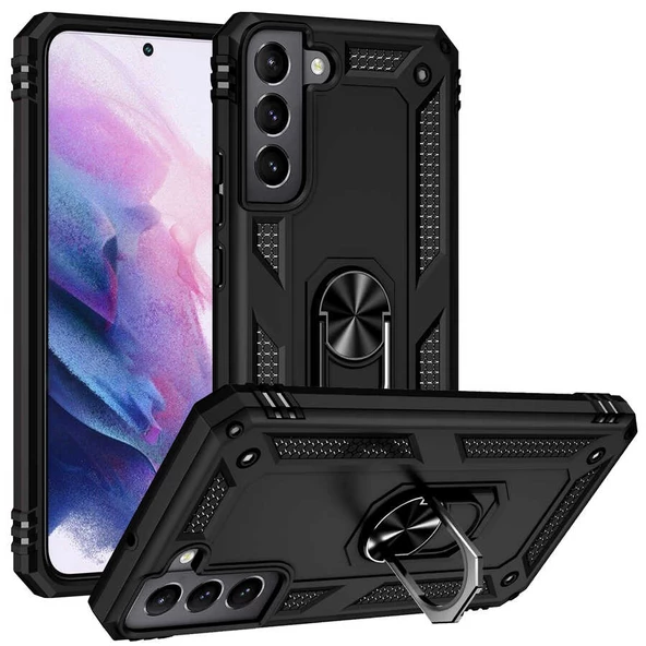 Gpack Samsung Galaxy S22 Kılıf Vega Sert Silikon Tank Standlı Yüzüklü Mıknatıslı ürün görseli 1