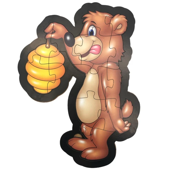 Farbu Oyuncak Ahşap Ayı Puzzle 13 Parça Arka Yüzü Hikayeli Yapboz ürün görseli 1