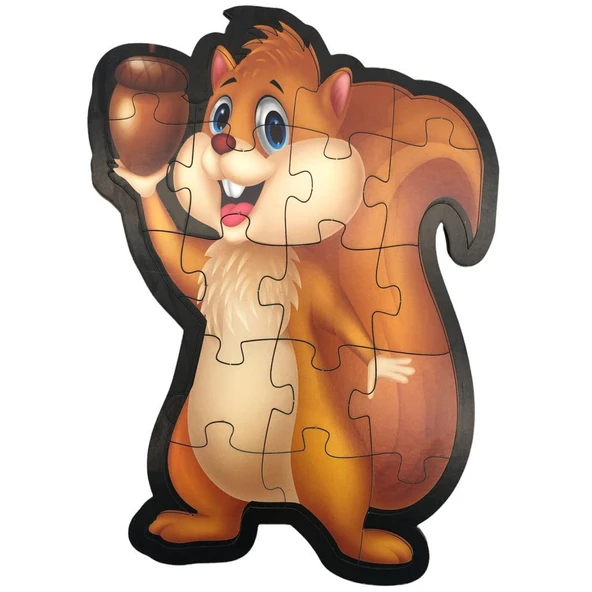 Farbu Oyuncak Ahşap Sincap Puzzle 18 Parça Arka Yüzü Hikayeli Yapboz ürün görseli 1