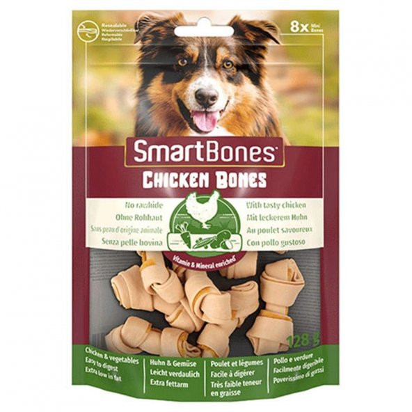 SmartBones Tavuklu Düğüm Köpek Ödül Kemiği Mini 8 Adet 128 Gr ürün görseli 1