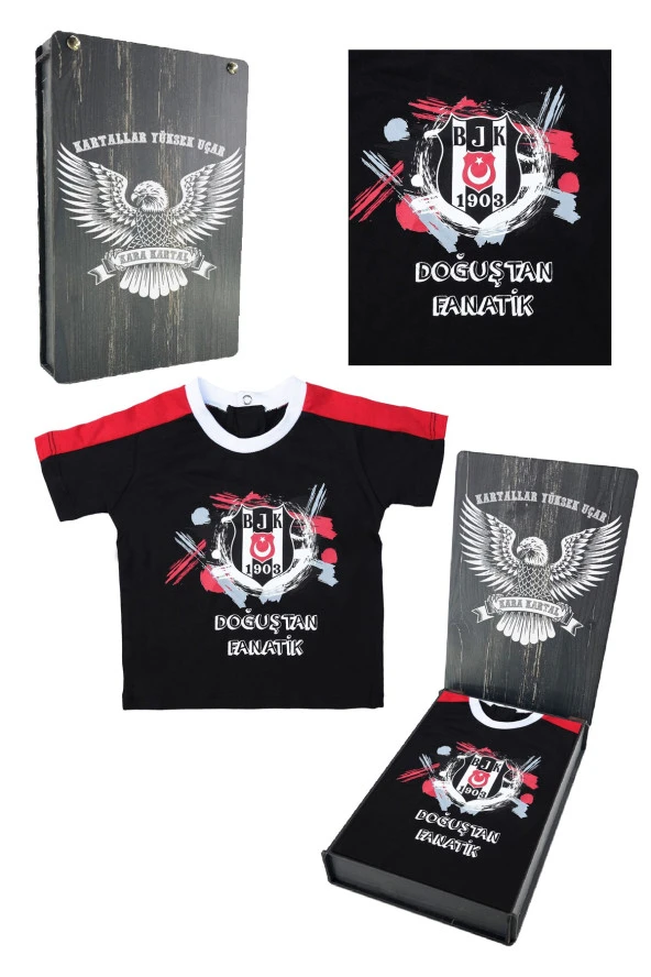 Beşiktaş Orijinal Bebek T-Shirt Hediyelik Ahşap Kutulu ürün görseli 1