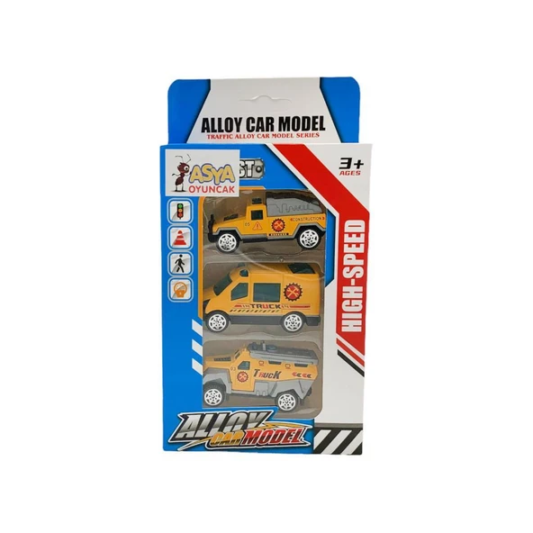 Oyuncak 3'lü Metal Die-Cast İnşaat Oyuncak Araçları ürün görseli 1