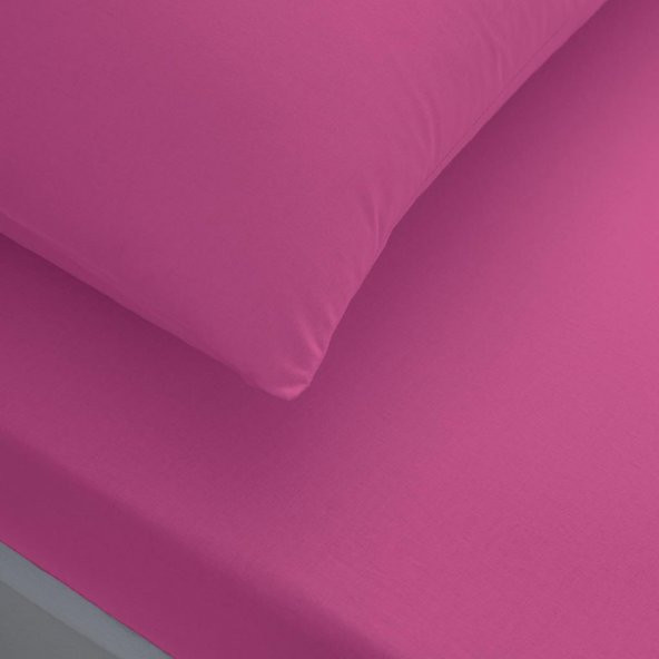 Taç Basic Lastikli Çift Kişilik Çarşaf Seti Fuşya 180x200 cm ürün görseli 1