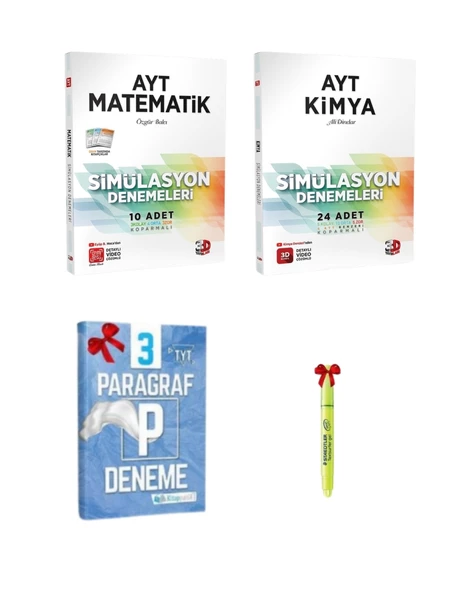 3D Yayınları AYT Matematik ve Kimya Simülasyon Denemeleri Tamamı Video Çözümlü ürün görseli 1