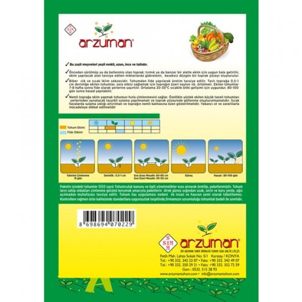 Arzuman Tatlı Kıl Biber Tohumu 10 Gram - Resim 2