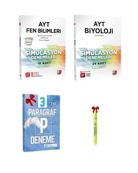 3D Yayınları AYT Fen Bilimleri ve Biyoloji Simülasyon Denemeleri Tamamı Video Çözümlü ürün görseli 1