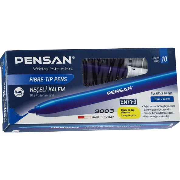 Pensan Keçeli Boya Kalemi Ofis Tipi Mavi Keçeli Kalem (10 Lu Paket) ürün görseli 1