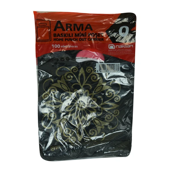 Arma Baskılı Mini Poşet Eczane Mağaza Dükkan Poşeti Karma Desen Renk 32X20 100 Adet No:0 ürün görseli 1