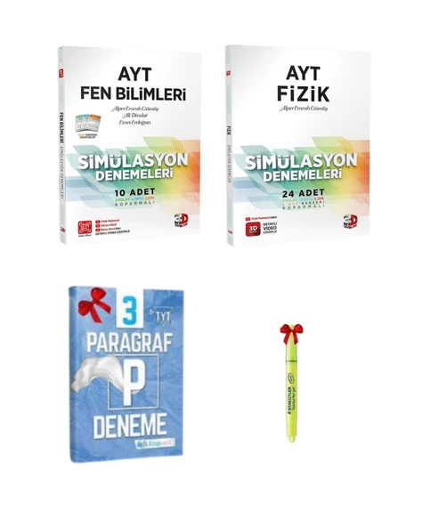 3D Yayınları AYT Fen Bilimleri ve Fizik Simülasyon Denemeleri Tamamı Video Çözümlü ürün görseli 1