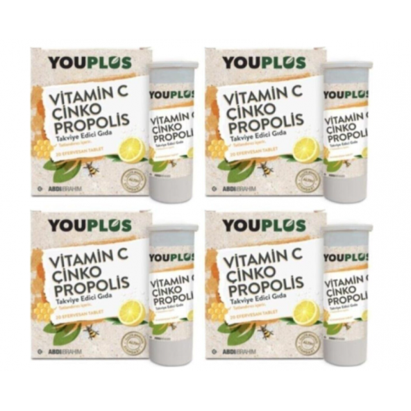 Youplus Vitamin C Çinko Propolis 20 Efervesan Tablet 4'Lü Paket ürün görseli 1