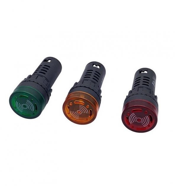 Siren Işıklı Flaşör Buzzer Yeşil Led AD16-22SM 24v Dc 22mm Çap ürün görseli 1
