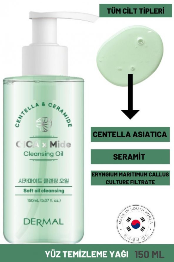 Dermal CICA x Mide Cleanser Oil Centella Asiatica ve Seramid Özlü Temizleme Yağı 150 ML ürün görseli 1
