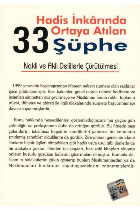 Hadis Inkarında Ortaya Atılan 33 Şüphe, Ibrahim B. Muhammed, 14x21 Cm. Polen ürün görseli 1