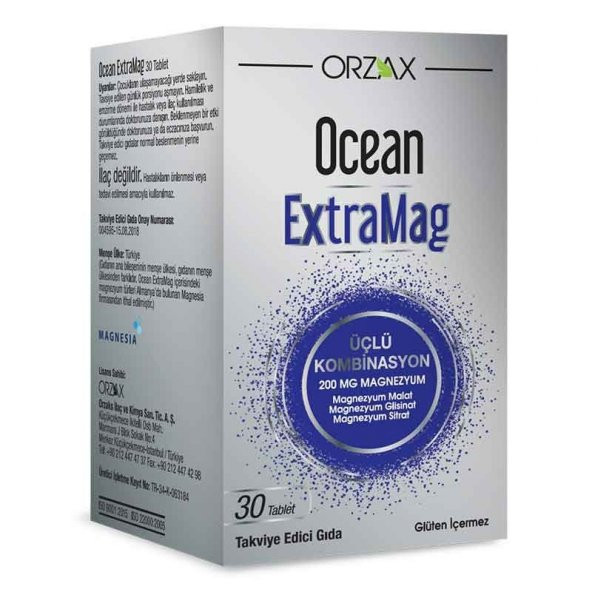 Ocean ExtraMag Üçlü Kombinasyon Takviye Edici Gıda 30 Tablet ürün görseli 1
