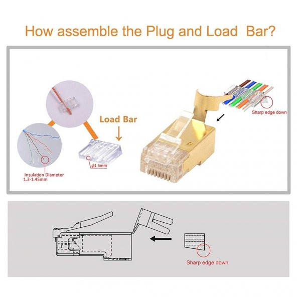 Cat. 7 RJ45 Network Konnektör Gold - Resim 4