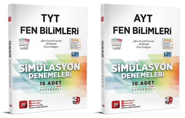 3D Yayınları 2024 Tyt Ayt Fen Bilimleri Deneme Seti ürün görseli 1