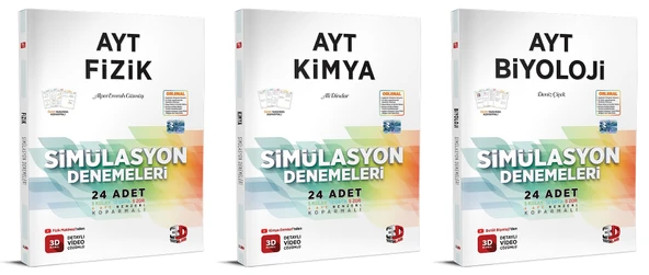 3D Yayınları 2024 Ayt Fizik Kimya Biyoloji Deneme Seti ürün görseli 1