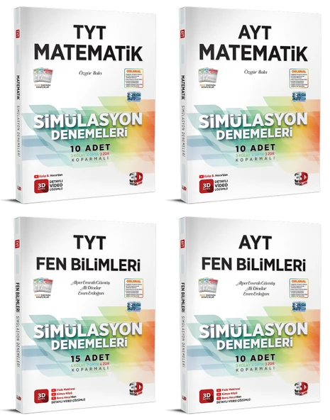 3D Yayınları 2024 Tyt Ayt Matematik + Fen Bilimleri Deneme Seti ürün görseli 1