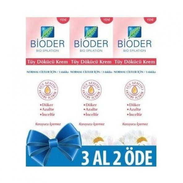 Bioder Normal Ciltler İçin Tüy Dökücü Krem 3 adet100 ml ürün görseli 1