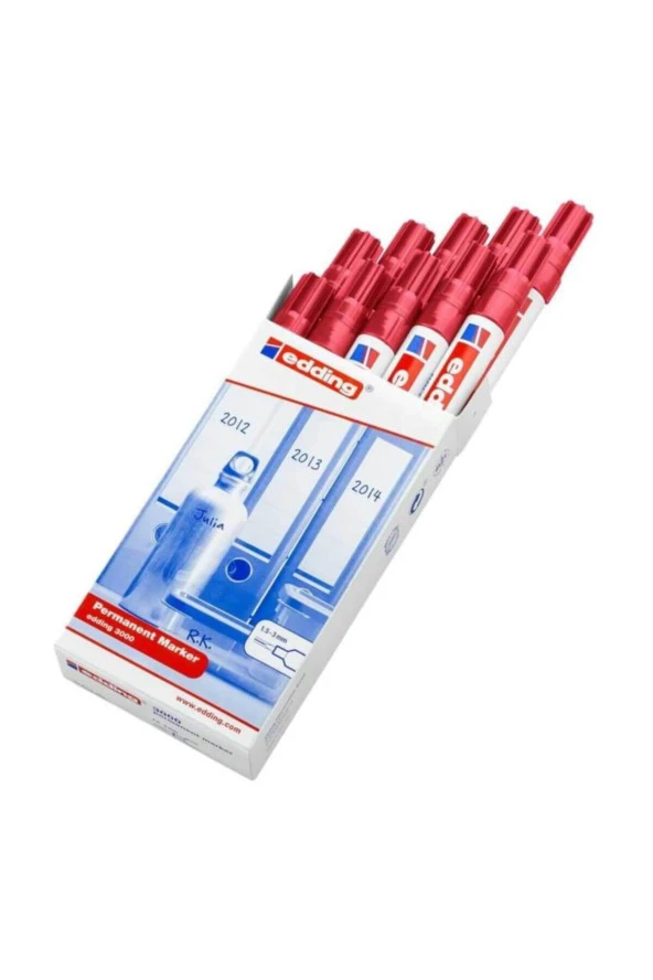 Edding Endüstriyel Markör Permanent Yuvarlak Uçlu 1.5-3 MM Kırmızı (10 Lu Paket) ürün görseli 1