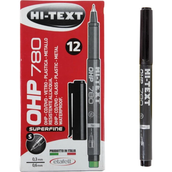 Hi-Text Permanent Kalem S Seri Asetat CD Kalemi Siyah (12 Li Paket) ürün görseli 1