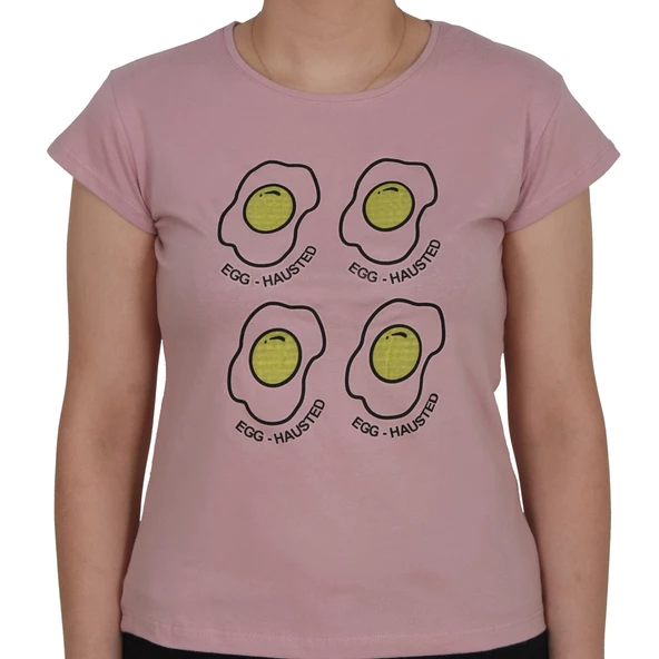 ASM0127 Bayan Pudra Yumurta EGG Baskılı T-Shirt ürün görseli 1