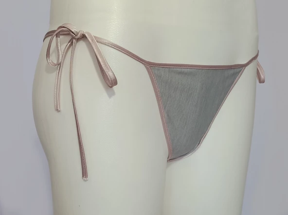 ASM0276 Bayan Somon İpli Gri String - Resim 5