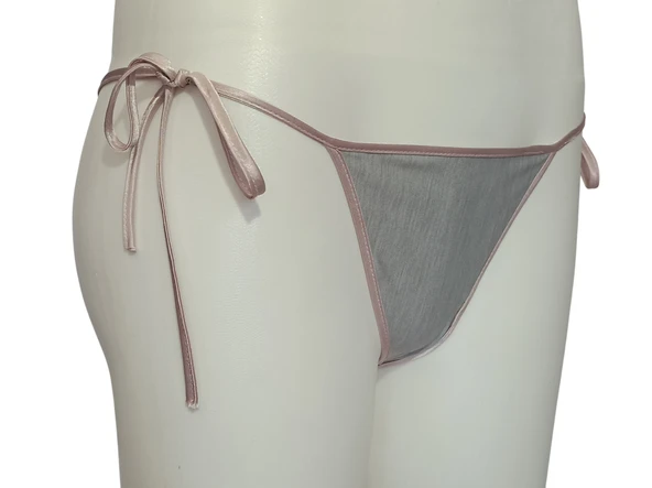 ASM0276 Bayan Somon İpli Gri String - Resim 2
