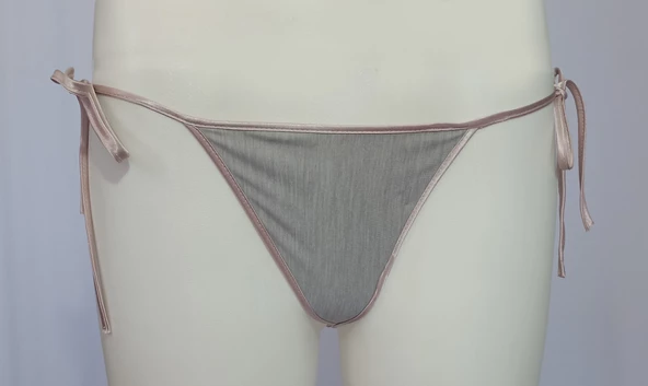 ASM0276 Bayan Somon İpli Gri String - Resim 4