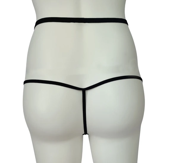 ASM0168 Bayan Siyah Fisto Exotic String Tanga - Resim 2
