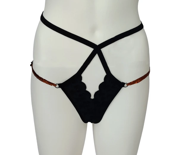 ASM0168 Bayan Siyah Fisto Exotic String Tanga ürün görseli 1