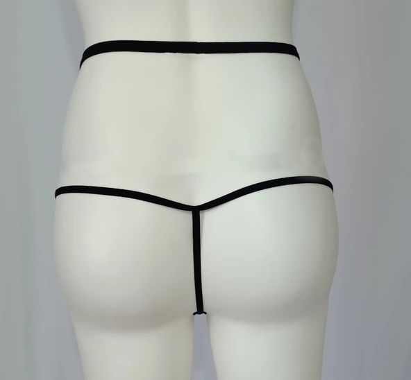ASM0168 Bayan Siyah Fisto Exotic String Tanga - Resim 4