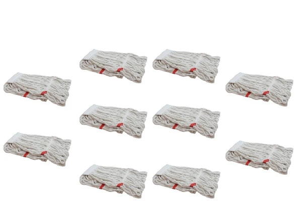 Dar Yedek Islak Mop Paspas Ucu Başlığı Püskül -17 Cm. - Pamuklu - Beyaz - 350 Gram. - 10 Adet ürün görseli 1