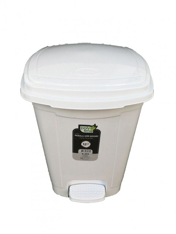 Polytime Pedallı Basmalı Çöp Kutusu Kovası - İç Kovalı - Beyaz - 6 Litre - 28x22x22 Cm. ürün görseli 1