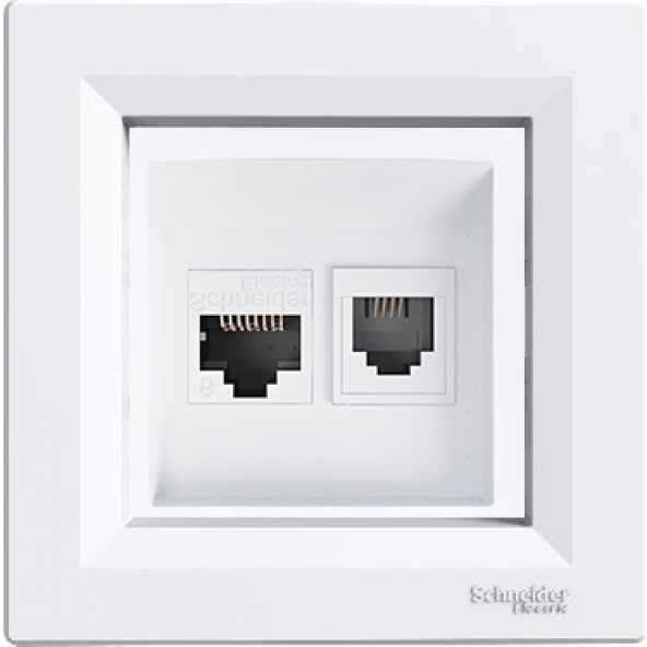 SCHNEİDER ASFORA BEYAZ RJ11+RJ45 (CAT3+CAT6) (ÇERÇEVELİ) ürün görseli 1