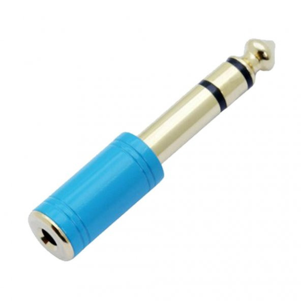 6.3 mm Stereo Erkek to 3.5 mm Dişi Kaliteli Çevirici Mavi ürün görseli 1