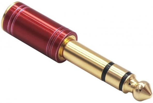 6.3 mm Stereo Erkek to 3.5 mm Dişi Kaliteli Çevirici Kırmızı ürün görseli 1