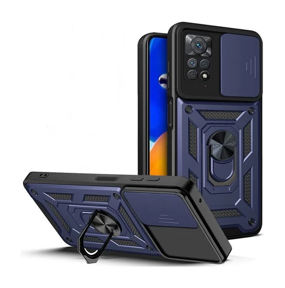 Gpack Xiaomi Redmi Note 11S Kılıf Sert Silikon Tank Aramid Sürgülü Vega Yüzüklü ürün görseli 1