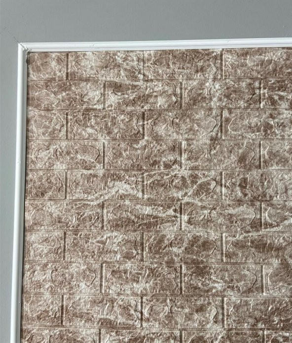 Renkli Duvarlar Kendinden Yapışkanlı 3D Koyu Bej Tuğla Duvar Kağıdı Paneli NW125 ürün görseli 1