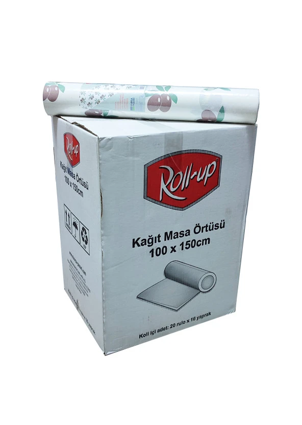 Roll-Up Tek Kullanımlık Laminelli Kağıt Masa Örtüsü-Zeytin Desenli-100x150 Cm-16 Yaprak-20 Rulo/Koli ürün görseli 1