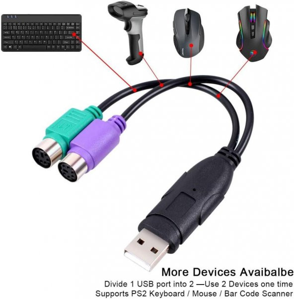 MYKABLO USB 2.0 to PS/2 Klavye+Mouse Kaliteli Çevirici ürün görseli 1