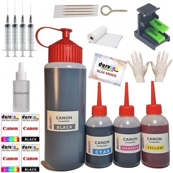 CANON MG2550S MG2555 MG2555S KARTUŞ DOLUM SETİ 500ml SİYAH+3X100ml RENKLİ (PG 545 CL 546) ürün görseli 1