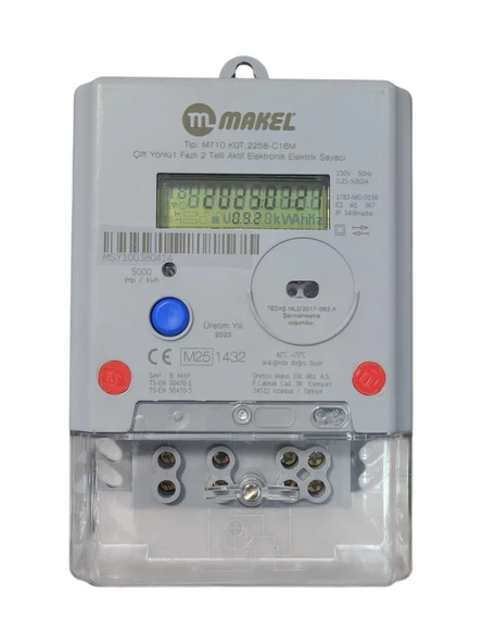 Makel Monofaze Çift Yönlü Monofaze Sayaç M710.KOT.2258 ürün görseli 1