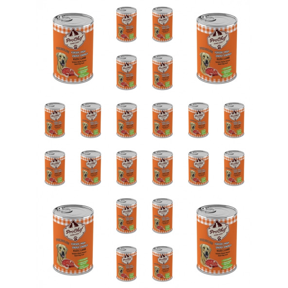 Prochef 24 Adet Kuzu Etli Kıyılmış Premium Yüksek Enerji Köpek Maması 415 Gr 24lü Pro Chef Konserve Yaş Mama ürün görseli 1