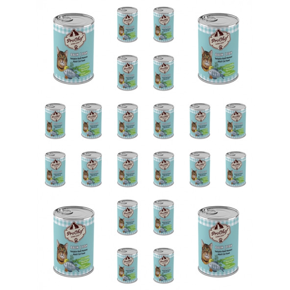 Prochef 24 Adet Yetişkin Balık Etli Kıyılmış Kedi Maması ( 415 Gr 24'lü Pro Chef Konserve Yaş Mama ) ürün görseli 1