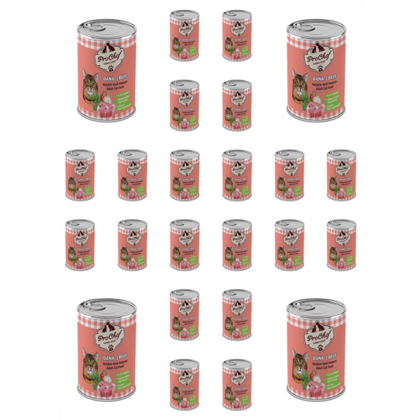 Prochef 24 Adet Yetişkin Dana Etli Kıyılmış Kedi Maması ( 415 Gr 24'lü Pro Chef Konserve Yaş Mama ) ürün görseli 1