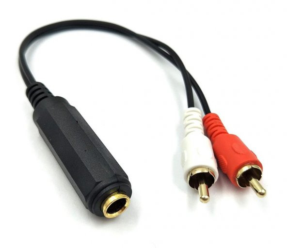 2 RCA Erkek - 6.3 mm Stereo Dişi Çevirici Kablo - 20 cm ürün görseli 1