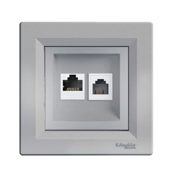 SCHNEİDER ASFORA RJ11+RJ45 (CAT3+CAT6) (ÇERÇEVELİ) ürün görseli 1