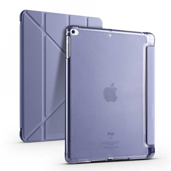 Apple iPad 9.7 2017 Kılıf Tri Folding Smart With Pen Standlı Kalem Bölmeli Kapaklı Kılıf - Resim 10
