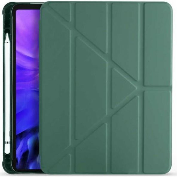 Apple iPad 9.7 2018 Kılıf Tri Folding Smart With Pen Standlı Kalem Bölmeli Kapaklı Origami Kılıf ürün görseli 1